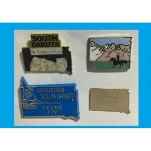 4 South Dakota Pins,Watertown,Brass State, Badlands & Mt Rushmore National Park